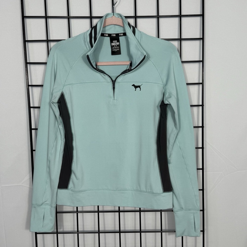 Victoria's Secret PINK Ultimate 1/4 Zip Pullover Womens M Mint Green Athleisure